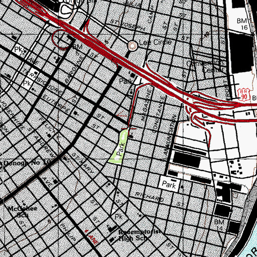 Topographic Map of Uptown Assembly of God Church, LA