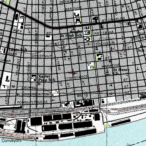 Topographic Map of Valance Street Baptist Church, LA