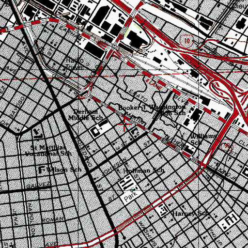 Topographic Map of Watson Memorial Spiritual Temple of Christ, LA