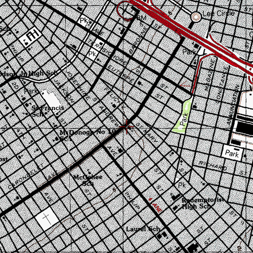 Topographic Map of Zion Lutheran Church, LA
