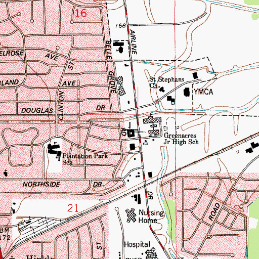 Topographic Map of Airline Baptist Church, LA