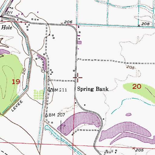 Topographic Map of Spring Bank, AR