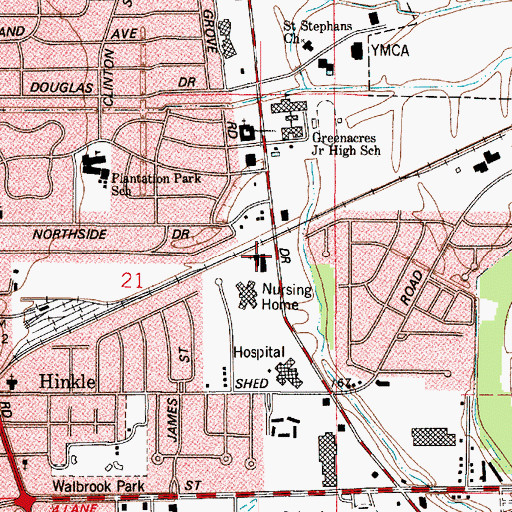 Topographic Map of Airline Drive Church of Christ, LA
