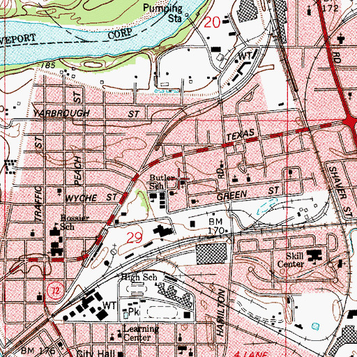 Topographic Map of Antioch Baptist Church, LA