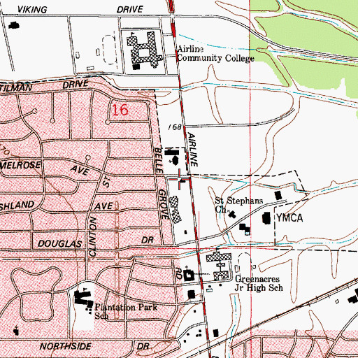 Topographic Map of Asbury United Methodist Church, LA