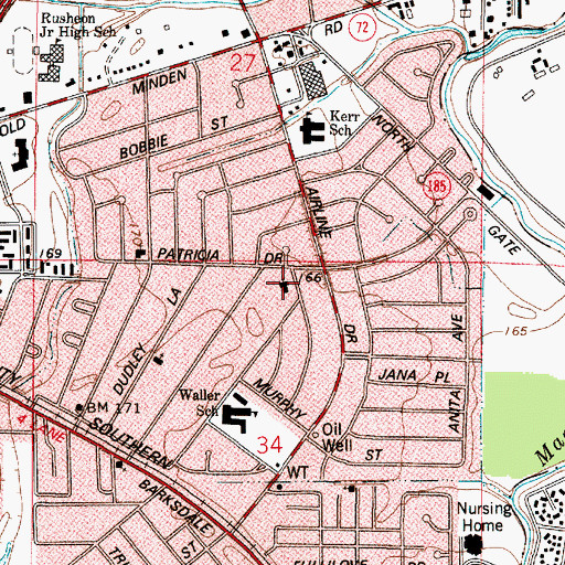 Topographic Map of Barksdale United Methodist Church, LA