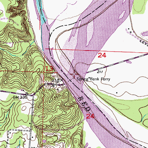 Topographic Map of Spring Bank Ferry, AR