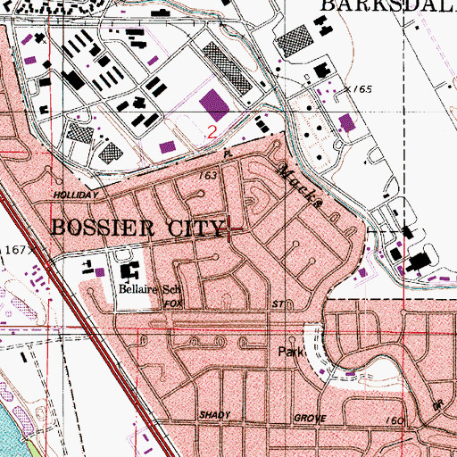 Topographic Map of Bellaire, LA