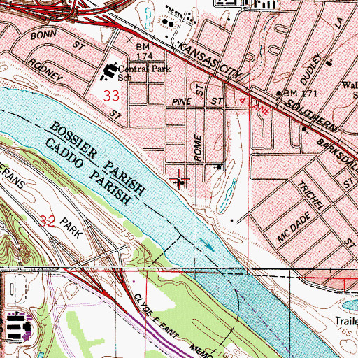 Topographic Map of Central Park Baptist Church, LA