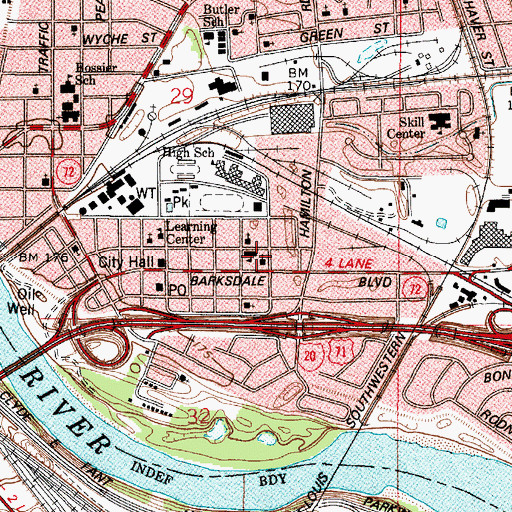 Topographic Map of Christ the King Catholic Church, LA