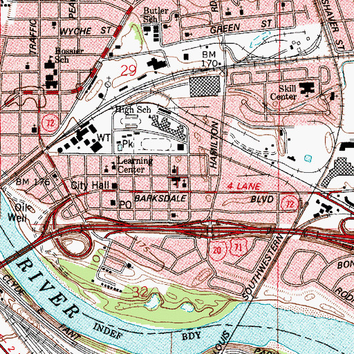 Topographic Map of Christ the King School, LA