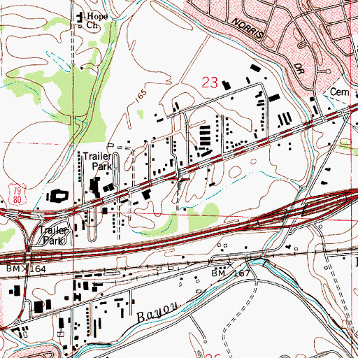 Topographic Map of Christian Four Square Church, LA