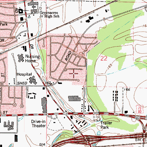 Topographic Map of Cloverdale, LA