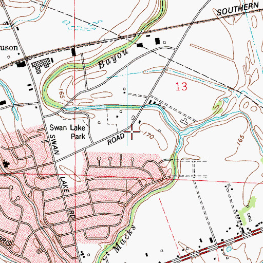 Topographic Map of Cope Middle School, LA