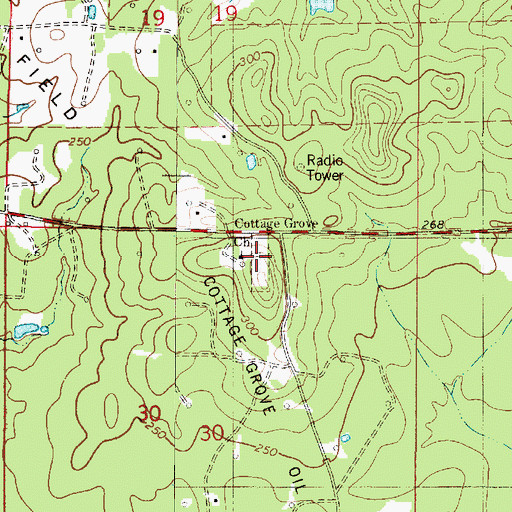 Topographic Map of Cottage Grove Cemetery, LA