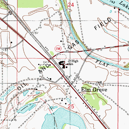 Topographic Map of Elm Grove Middle School, LA
