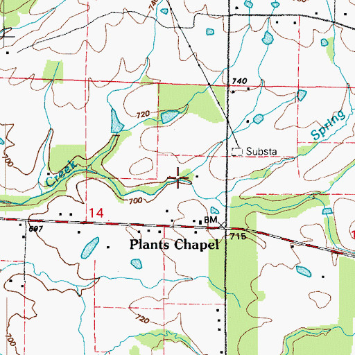 Topographic Map of Spring Branch, AR