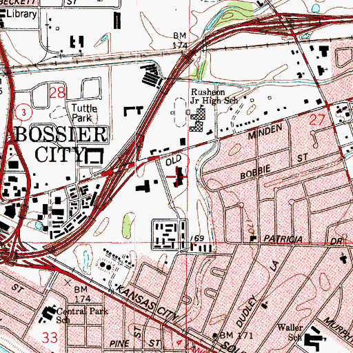 Topographic Map of First United Methodist Church, LA