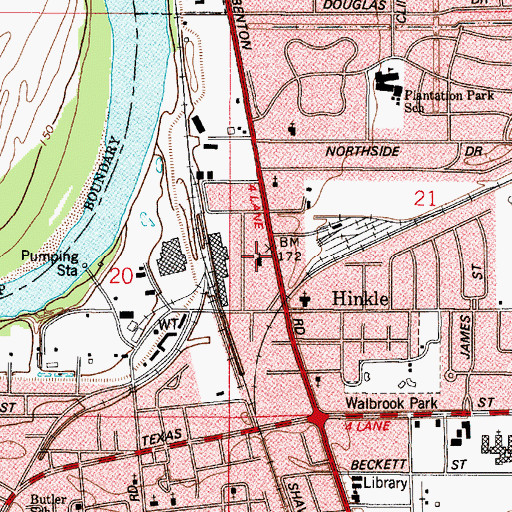 Topographic Map of Greenacres Missionary Baptist Church, LA