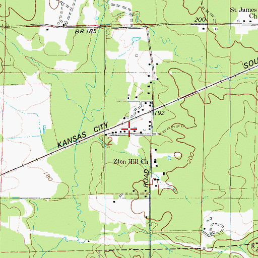 Topographic Map of Happy Meadows, LA