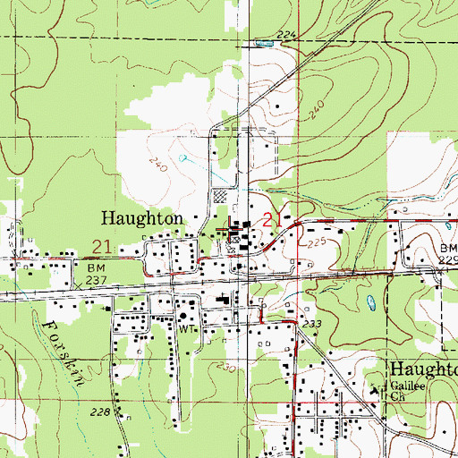 Topographic Map of Haughton High School, LA