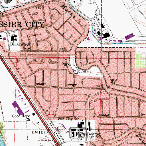Topographic Map of Henry L Aulds Memorial Branch Library, LA