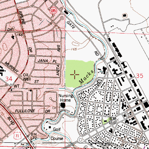 Topographic Map of Hooter Park, LA