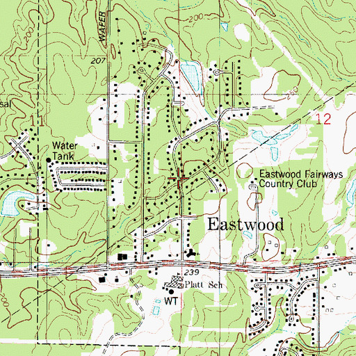 Topographic Map of Merrywoods, LA