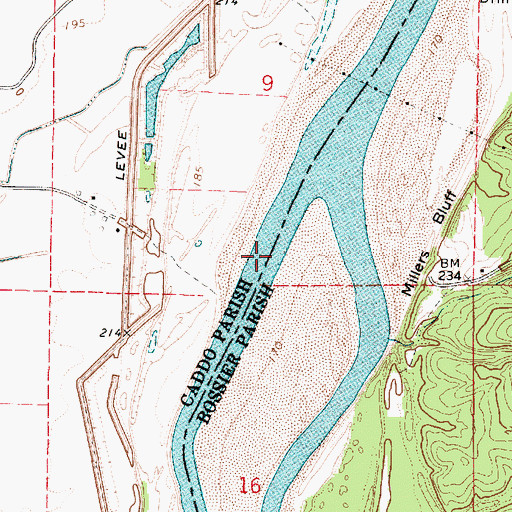 Topographic Map of Miller Bluff Ferry (historical), LA