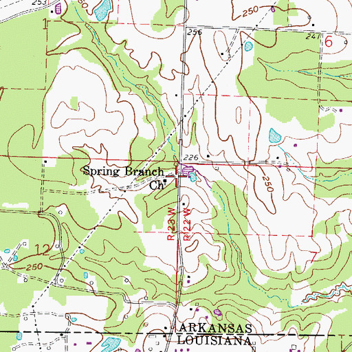 Topographic Map of Spring Branch Church, AR