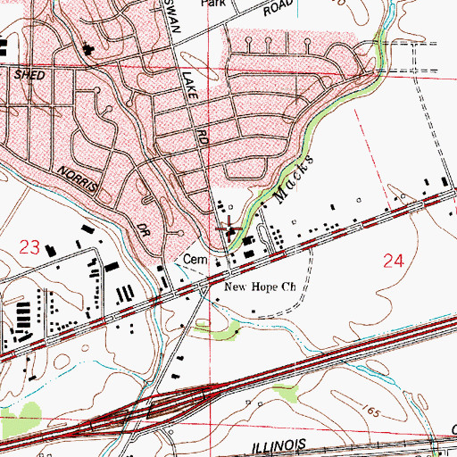 Topographic Map of Open Door Bible Church, LA