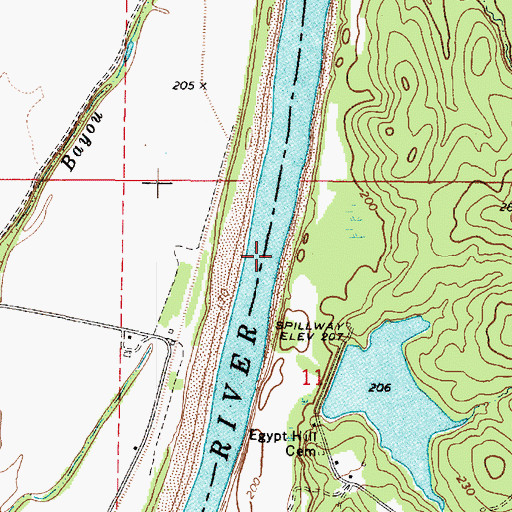 Topographic Map of Peru Ferry (historical), LA