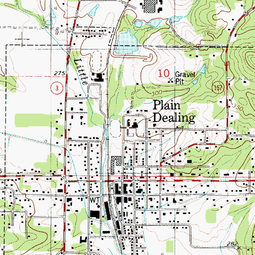 Topographic Map of Plain Dealing High School, LA