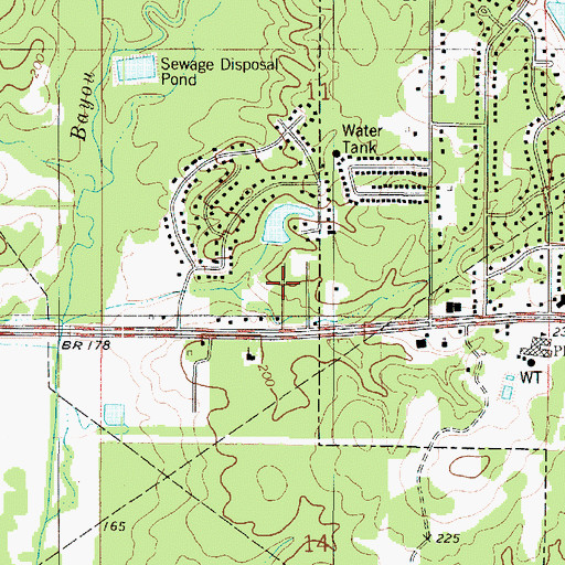 Topographic Map of Shady Park, LA