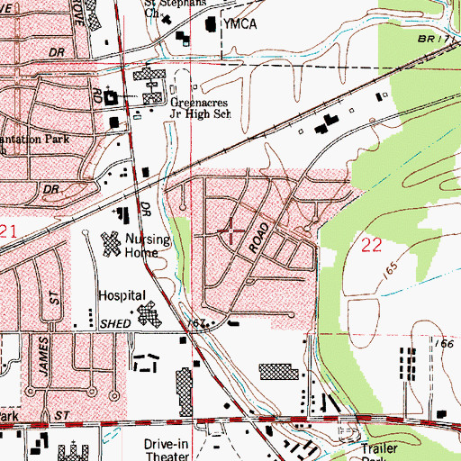Topographic Map of Southern Terrace, LA