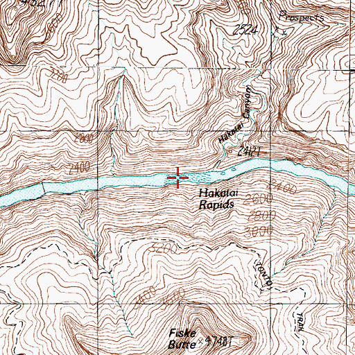 Topographic Map of Hakatai Rapids, AZ