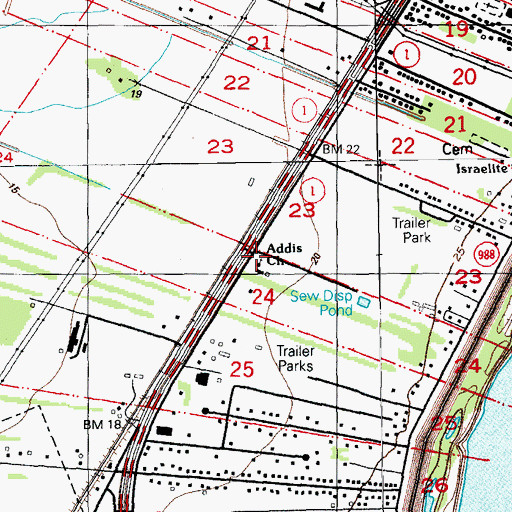 Topographic Map of Addis Church, LA