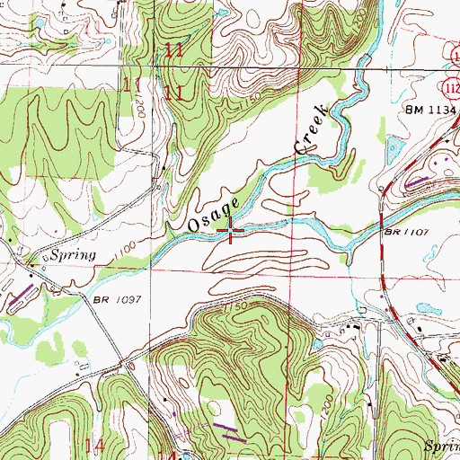 Topographic Map of Spring Creek, AR
