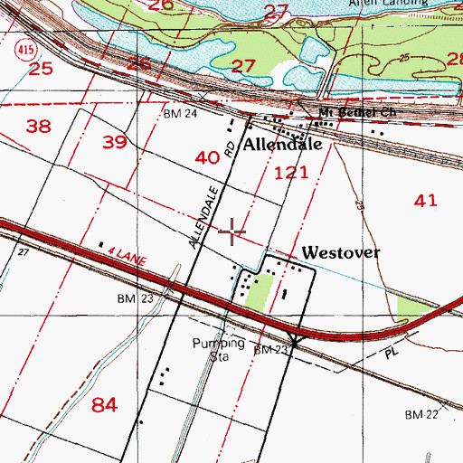 Topographic Map of Allendale Plantation (historical), LA