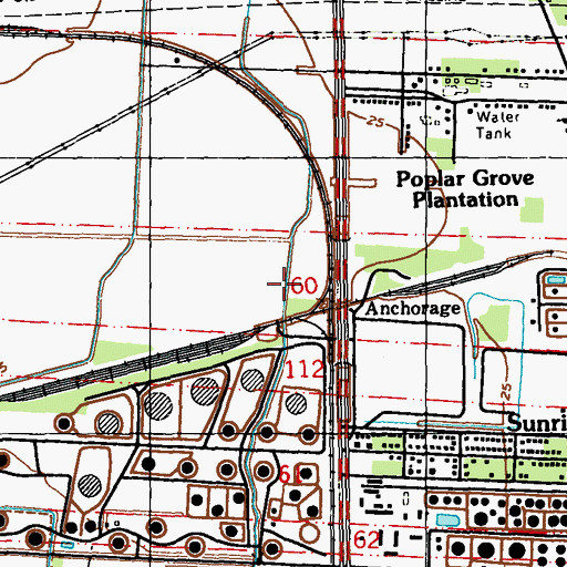 Topographic Map of Anchorage Plantation (historical), LA