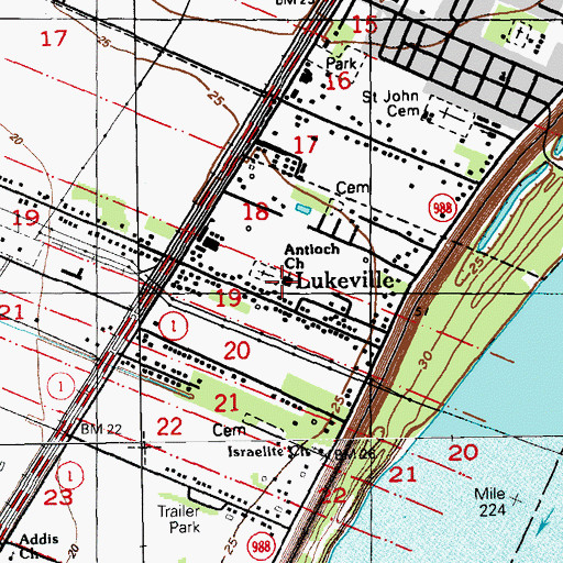 Topographic Map of Antioch Church, LA