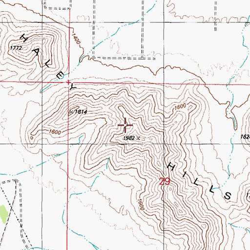 Topographic Map of Haley Hills, AZ