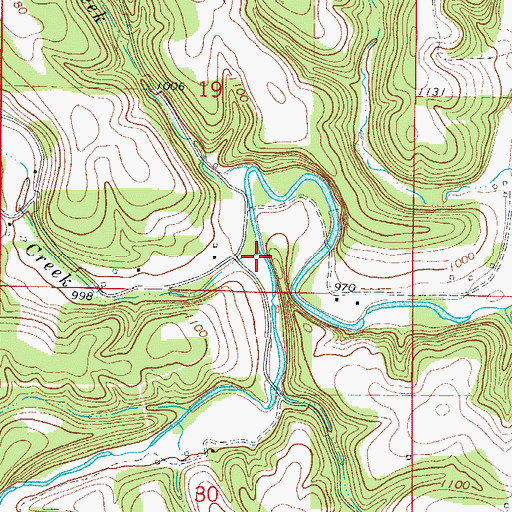 Topographic Map of Spring Creek, AR