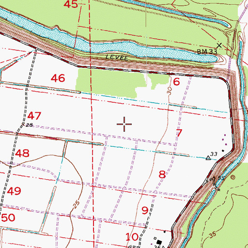 Topographic Map of Batture Plantation (historical), LA