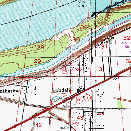 Topographic Map of Belle Vale Plantation (historical), LA