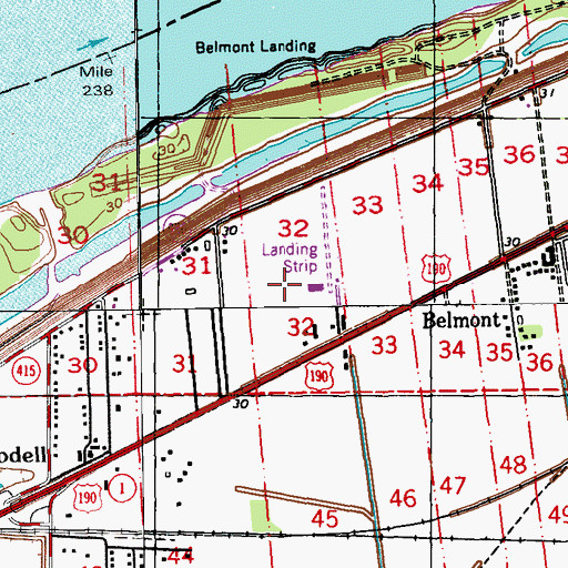 Topographic Map of Belmont Plantation (historical), LA