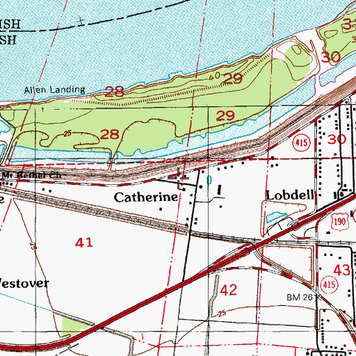 Topographic Map of Catherine, LA