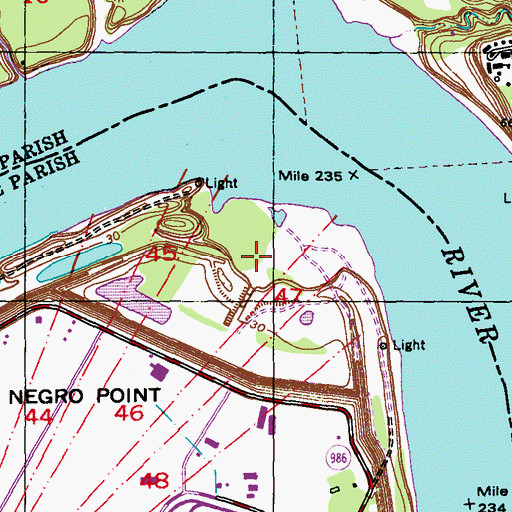 Topographic Map of Free Negro Point Crevasse, LA