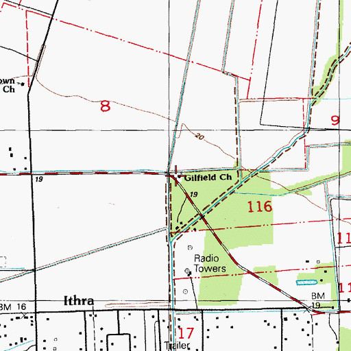 Topographic Map of Gilfield Church, LA