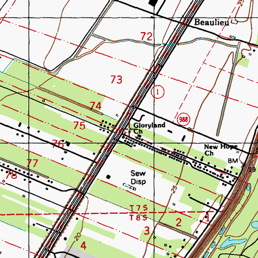 Topographic Map of Gloryland Church, LA